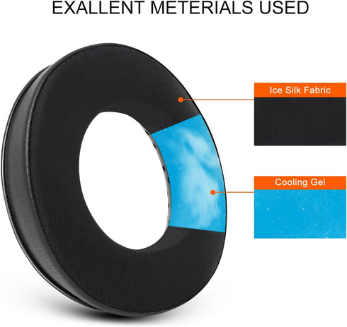 GVOEARS Cooling Gel Ear Pads, Replacement Cushions for Beyerdynamic DT770, DT880, DT990, Sport Fabric Exterior, Black