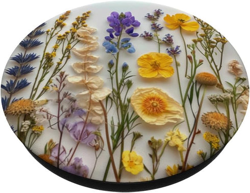 Boho Aesthetic Mixed Flowers Bouquet Pressed Flower PopSockets Standard PopGrip