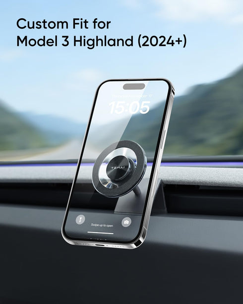 TEMAI 3 2024+(Highland) Magnetic Phone Mount for Tesla Model - Strong MagSafe Car Phone Mount, Specifically for Center