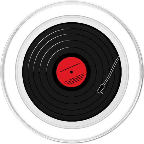 Retro Vinyl Album Record Player LP Art PopSockets PopGrip for MagSafe, Red Design