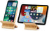 Bamboo Cell Phone Stand with Charging Hole, Detachable Wood Mobile Phone Holder for Desk, Compatible with iPhone iPad
