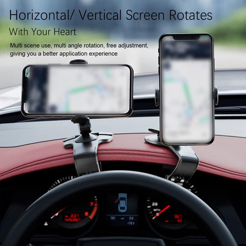 ASUBHA Car Phone Mount, 360 Degree Rotation Dashboard Clip Stand, Suitable for 4.7 to 6.5 Inch Smartphones (Black)
