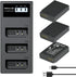 LP LP-E10 Battery Charger Pack, 3-Pack 1600mAh Replacement Battery, USB Charger for Canon EOS Rebel T7, T6, T5, T3