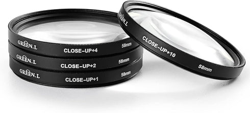 58mm Close-up Filter Set (+1,+2,+4,+10) - Professional Macro Filter with Pouch for Camera Lens