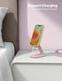 Lamicall Pink Phone Stand for Desk, Rose Gold Cell Phone Holder, Desktop Accessories for iPhone 14 Pro Max, 4-8''