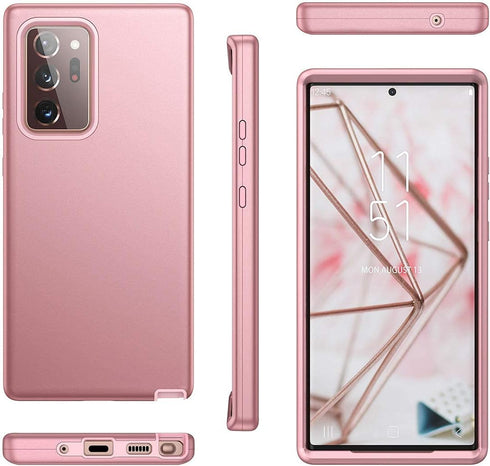 WeLoveCase Galaxy Note 20 Ultra Case, 3 in 1 Heavy Duty Protection, Shockproof TPU Bumper Cover, Rose Gold