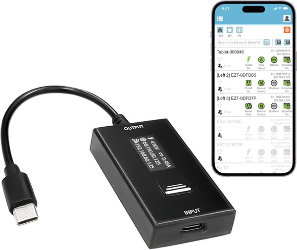 ezOutlet Automatic Router Rebooter Wi-Fi IP Enabled Remote DC Power Switch (USB Type-C