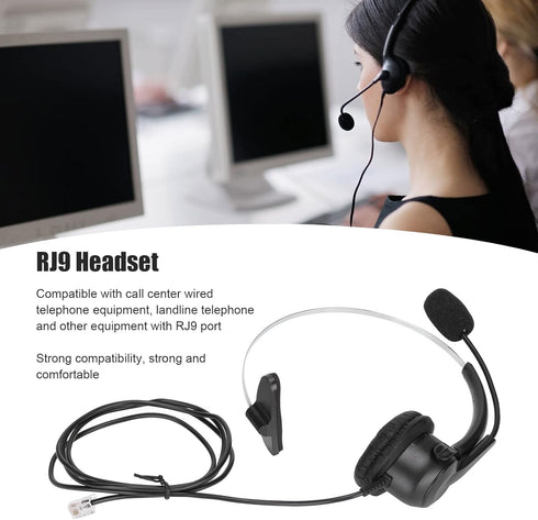 RJ9 Earphone, Ultra Lightweight Noise Cancelling Phone Headsets, 150 Ohm Speaker for Office Landline Phone