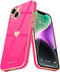 Teageo Cute Love Heart Case for iPhone 14 Plus - Luxury Plating Soft Bling Back Cover with Raised Full Camera