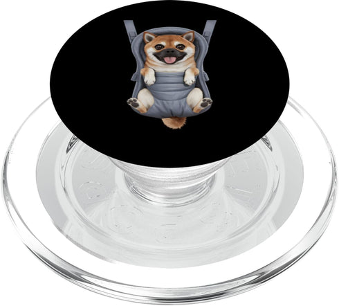 Shiba Inu Puppy Lover PS Funny Shiba Inu Puppy In A Baby Carrier. Dog Lover PopSockets PopGrip
