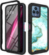 TJS Compatible for T-Mobile Revvl 6X 5G Case, with Built-in Screen Protector, TPU Matte Marble Soft Skin Case (Green)