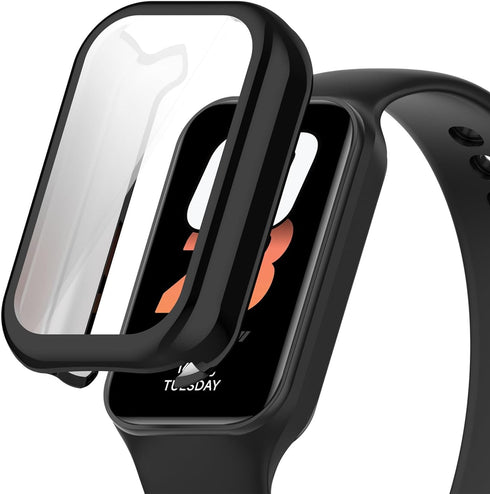 Compatible with Xiaomi Smart Band 8 Active/Redmi Band 2 Protective Case Cover, Smartwatch TPU Protective Case Cover Shell Soft and Durable Watch Accessories(Black)