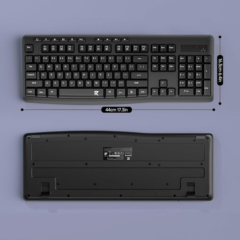 Redragon 2.4G 10 BK7367 Wireless Keyboard, Full-Sized Ergonomic Wireless Computer Keyboard with Individual Multimedia