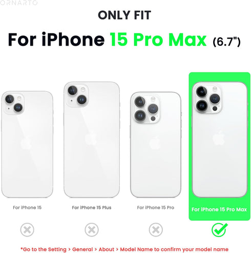 ORNARTO Compatible with iPhone 15 Pro Max Case 6.7", Slim Liquid Silicone 3 Layers Soft Gel Rubber Shockproof