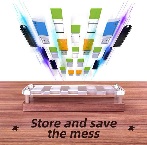 Wooden Memory Card Case for TF Cards, USB Drive, SD Card Holder Desk, Micro SD Card Case, 20x USB Interface