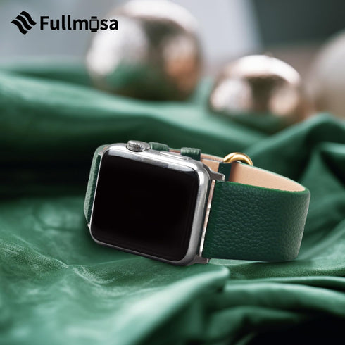Fullmosa Dark Green Leather Bands Compatible with Apple Watch Band 41mm 40mm 38mm 42mm for Women Men, Genuine Leather