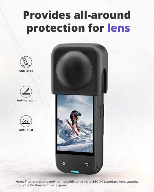 for Insta 360 X4 Silicone Protective Case with Lens Cap, Screen Protector for 360 X4 Accessories, Protective