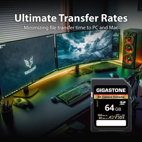 Gigastone 5-Years 64GB 4K A2 V30 U3 1 Data Recovery SD Card, Camera Extreme, SDXC Memory Card High Speed UHD Video
