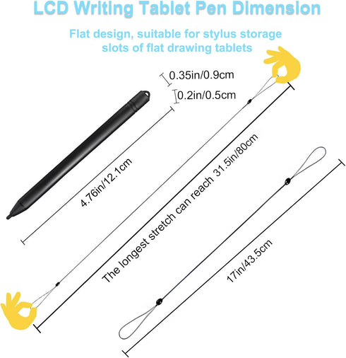 Replacement Stylus Drawing Pen for LCD Writing Tablets, Elastic Lanyard Stylus Pen for Kids Drawing Tablet, Compatible