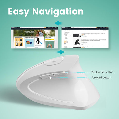Perixx PERIMICE-813W Bluetooth Vertical Mouse, Wireless 3-in-1 Multi-Device Spec with Travelling Carry Bag, Ergonomic