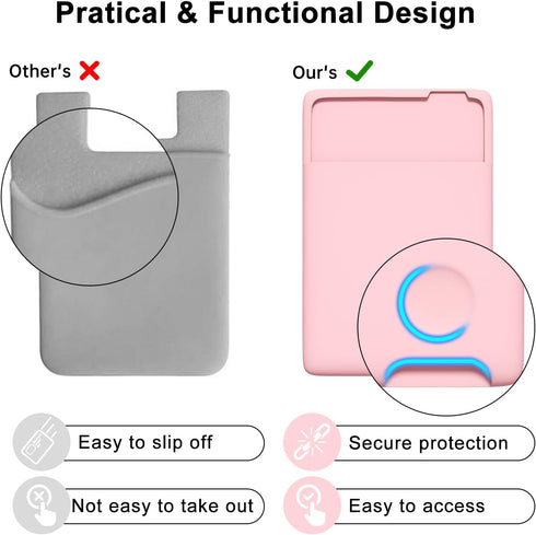 oakxco Phone Wallet Stick On, Secure Phone Card Holder Silicone, Adhesive Pocket Sleeve for Men Women, Compatible with