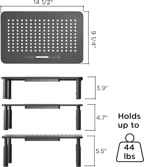 2 Pack EVOOMI Back Saver Monitor Stand for Desk - Monitor Riser - Anti-Skid HD Hexagonal Steel Computer Stand - Free