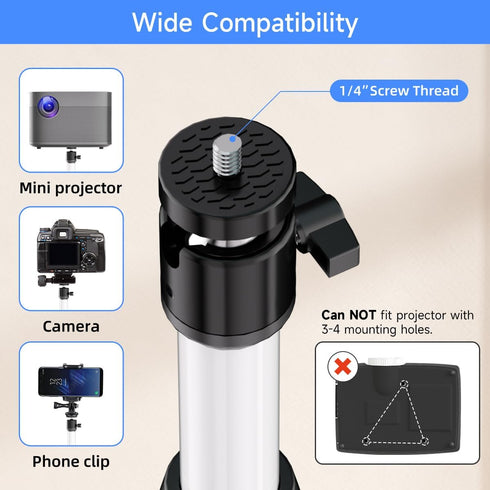 suptek 360Swivel, 36.6-46.8inch, PR001FW Projector Stand Height Adjustable Mini Projector Mount Bracket, Compatible