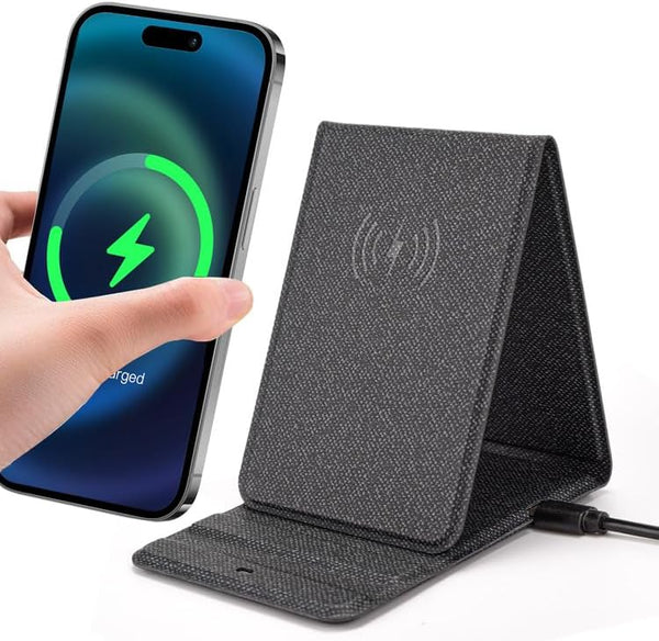 Portable Phone Holder Wireless Charger Foldable 15W Fast Mini Charging Compatible with iPhone 15 14 13 12 Pro XS 8 Plus
