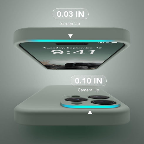 Calke Green iPhone 15 Pro Case - Magnetic, MagSafe Compatible, Silicone Shockproof, Full Camera Protection & 2 Screen