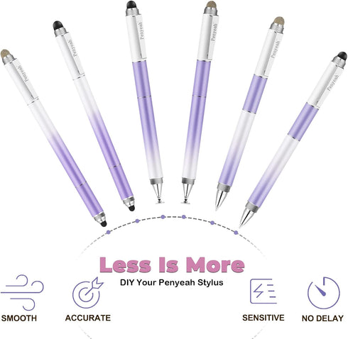 Penyeah Stylus Pen - 4 in 1 Universal Touch Screen Disc Tip/Mesh & Rubber Tip for iPad/iPhone/Android - Dream Purple