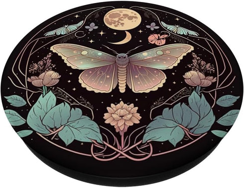 Moon Phases Crystal Witchy Cute Moth Kawaii Pastel Goth PopSockets Standard PopGrip