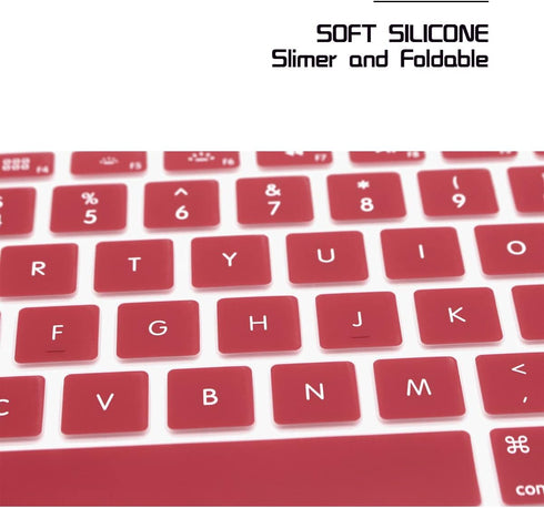 HRH Silicone Keyboard Cover Skin for MacBook Air 13, MacBook Pro 13/15/17, Red Wine, Older USA Layout