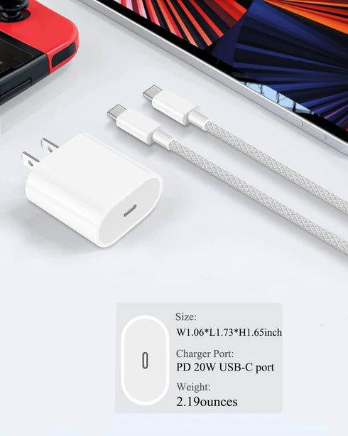 USB C Wall Charger 20W Power Adapter, Fast Charging for iPhone 15 Pro/15 Pro Max/15 Plus/14/13/12/11/XS/XR/X