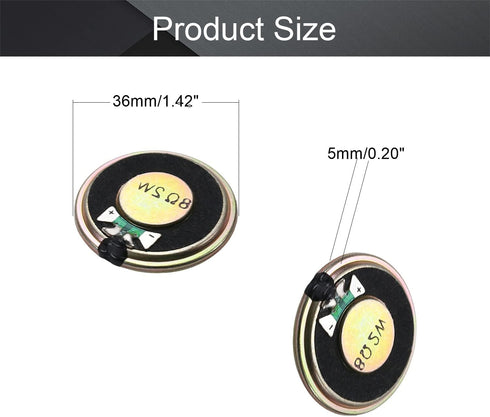 Fielect DIY Magnetic Speaker 2W 8 Ohm Replacement Loudspeaker 36mm Diameter (2pcs)
