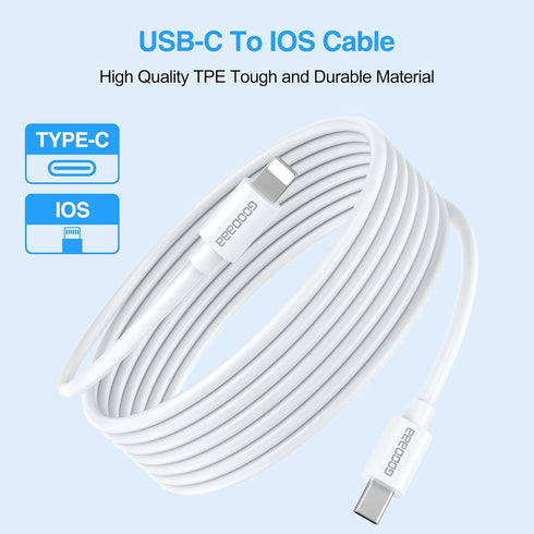 GOODaaa PD 20W Wall Charger with Cable, Dual Ports Fast Charging Power Adapter for All iPhone Series and Android Devices