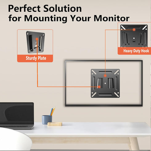 GLWIXY 14-24 Inch 100x100mm 30lbs 2pcs Monitor Wall Mount for Most LED LCD OLED Flat Screen TV and Computer, Max VESA