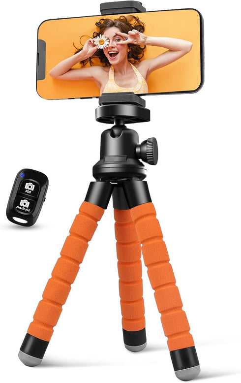 Aureday Phone Tripod, Flexible Tripod for iPhone and Android, Portable with Wireless Remote