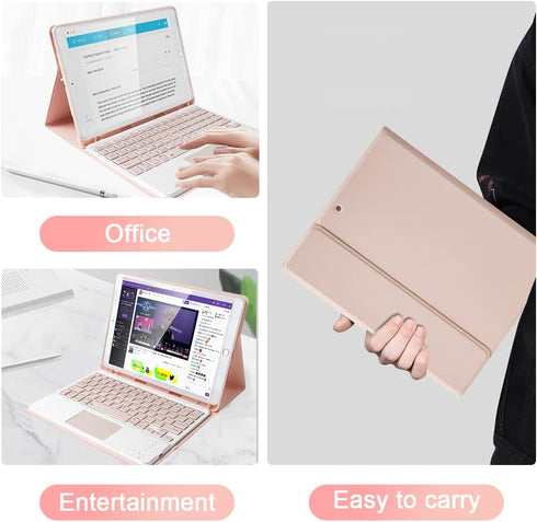 SOPPY Keyboard Case with Touchpad for iPad, Bluetooth Keyboard for iPad 9th/8th/7th Generation 10.2 inch, iPad Air 3,