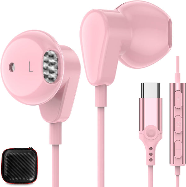 USB C Headphones Wired Earbuds for Apple iPad iPhone 15 Pro, Samsung Galaxy Z Flip Fold 6, Type C Earphones with Mic