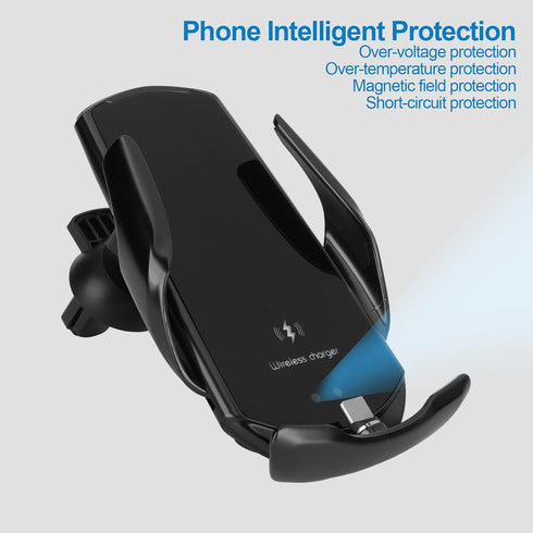Q3 15W Smart Sensor Car Magnetic Charger - Automatic Clamping Arm, 360 Degree Spherical Joint for iPhone and Samsung