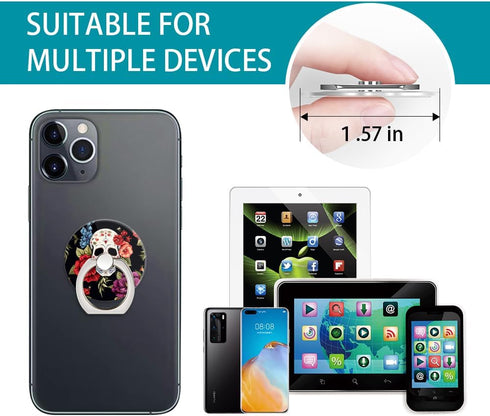Cell Phone Ring Holder Grip, Flower Floral Rose Skull Finger Ring Stand, 360 Degree Rotation Universal Kickstand