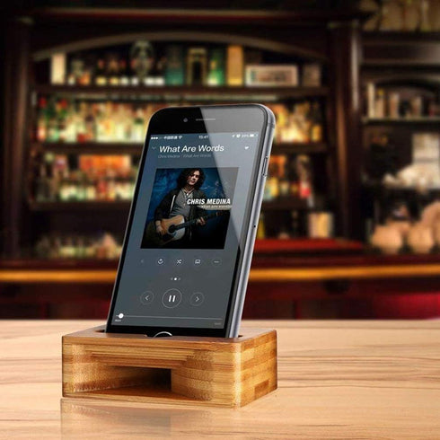 Cell Phone Stand with Speaker Sound Amplifier, Upgrade Wood Phone Holder for Desk, Portable for Home Office