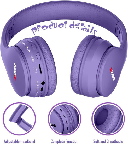 Kids Headphones Bluetooth 5.3 Wireless with 60H Play Time, Volume Limit 85/110dB, Foldable for Travel and School -