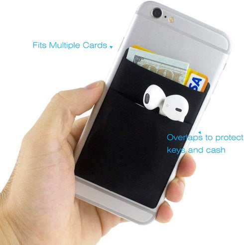 Cell Phone Stick on Wallet, Credit Card & Business Card Holder (3 Packs) Compatible with iPhone, Android, Most