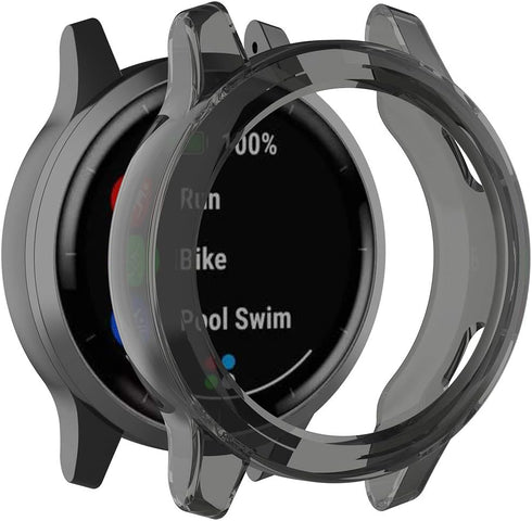 Black 3-Pack Covers for Garmin vívoactive 4 Watch Case Accessories - Transparent TPU Protective Bumper