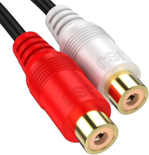 RCA 1 Male to 2 Female Audio Speaker Y Adapter Splitter Cable, 2 Pack / 0.6FT, OFC Conductor