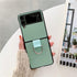 Lunivop Compatible with Samsung Galaxy Z Flip 3 5G Case - Metal Ring Ultra Slim Cover, Hard Plastic PU Leather