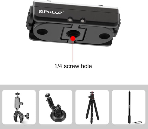 PULUZ Magnetic Quick Release Mount for Insta360 Ace Pro/Ace Action Camera, Aluminium Alloy Base with 1/4-inch Screws