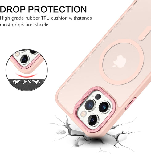 BENTOBEN iPhone 13 Pro Max Case, Pink Translucent Matte, Slim Shockproof, MagSafe Compatible, 6.7" Protective Cover.