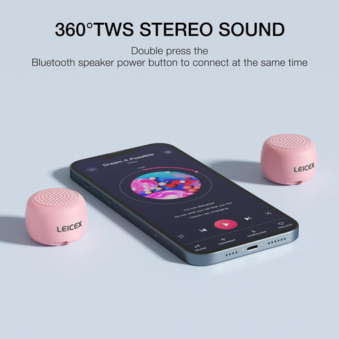 Smallest Bluetooth Speaker, Mini Wireless Cute Bluetooth Speaker with Bluetooth 5.0 for Travel Outdoor Sound, Pink